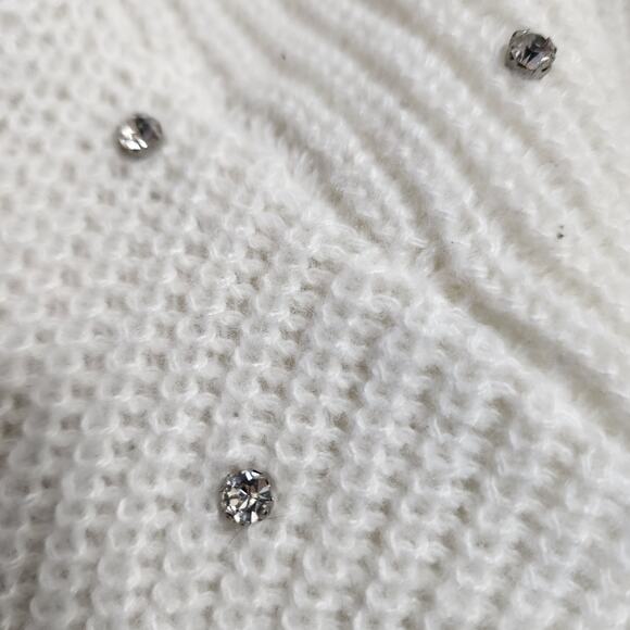Nine West NWT daisy dew jeweled white knit sweater‎ woman's size medium - Picture 7 of 10